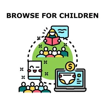 Children learning reading and browsing online content 스톡 일러스트