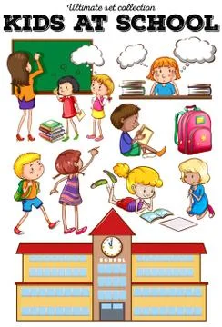 Children learning at school Stock Illustration