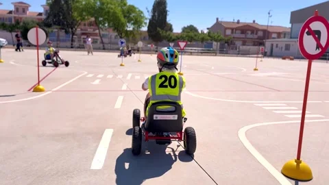 Children Learning Traffic Rules in Road Safety Class with Toy Cars – Pr Stock Footage 309520001