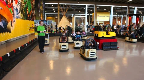 Children in legocars Stock Footage 35182232