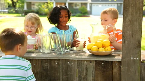 Children with lemonade stand Stock Footage 61658461