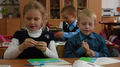 Children a lesson work plasticine modeling Stock Footage 30478633