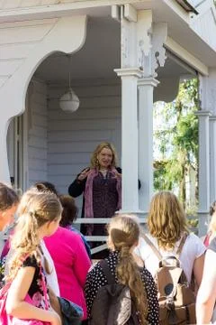 Children listen to the guide Stock Photos