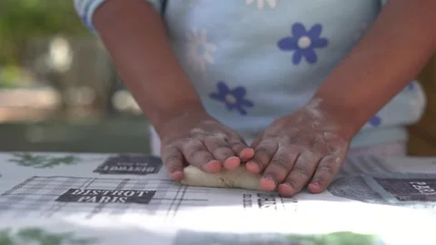 Children make bread dough at school. Cooking class. Видео 266828711