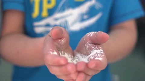 Children make bread dough at school. Cooking class. Stock-Footage 266828994