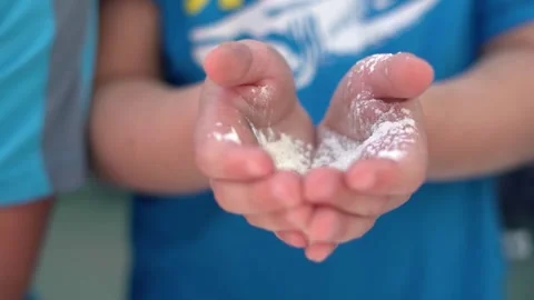 Children make bread dough at school. Cooking class. Stock Footage 266829003
