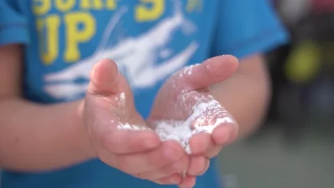 Children make bread dough at school. Cooking class. 스톡 동영상 266829317