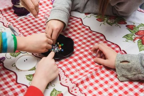 Children make crafts Stock Photos