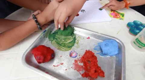Children make paper mache at Elementary School. Bangkok Thailand Stock Footage 64457358