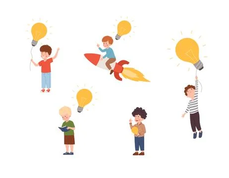 Children make smart decisions for development flat vector illustration isolated. Illustrazione stock