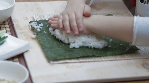 Children make sushi Stock Footage 73981315