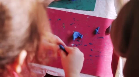 Children making crafts out of clay Vídeos de archivo 53748720