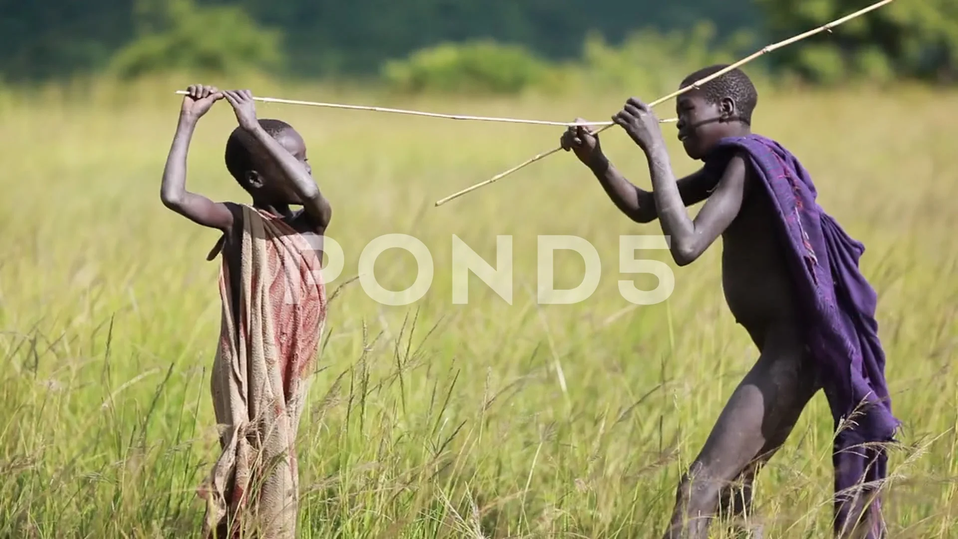 Tribal Donga Stick Fight in Omo River Valley, Ethiopia