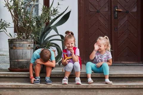 Children making silly faces Stock Photos