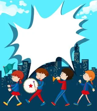 Children marching in the band Stockillustratie