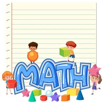 Children on math note template 스톡 일러스트