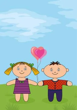 Children on meadow Stock Illustration