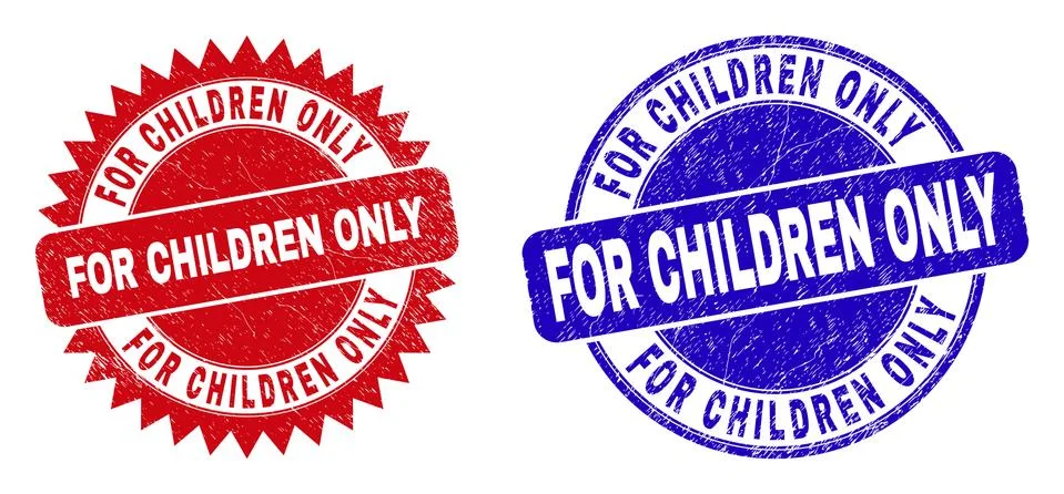 FOR CHILDREN ONLY Rounded and Rosette Seals with Rubber Texture 스톡 일러스트