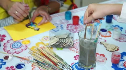 Children paint brush Video stock 55250537