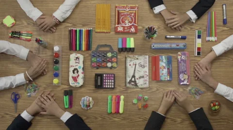 Children paint sitting at the table 動画素材 68411959