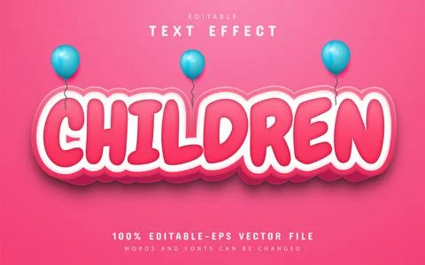 Children pink text effect editable Stock Illustration