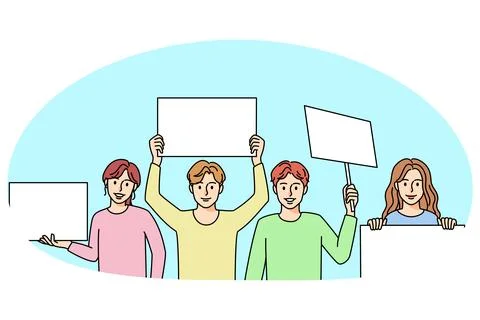 Children with placards on demonstration Stock Illustration