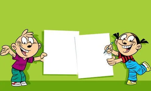 Children with placards Stock Illustration