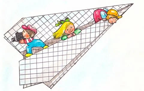 Children in plane イラスト素材