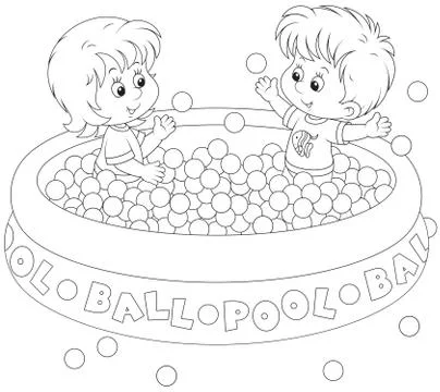 Children play in a ball pool Stock Illustration
