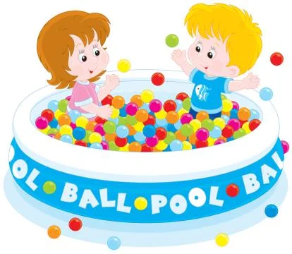 Children play in a ball pool Stock Illustration