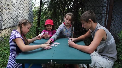 Children Play Cards Stock Footage 8659364