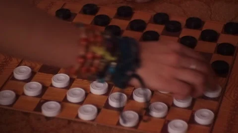 Children play checkers 스톡 동영상 34870366