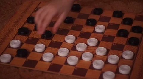 Children play checkers Stock Footage 34870375