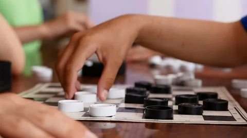 Children play checkers Stock Footage 93461886