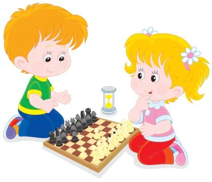 Children play chess Stock Illustration