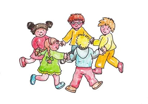 Children play in a circle イラスト素材