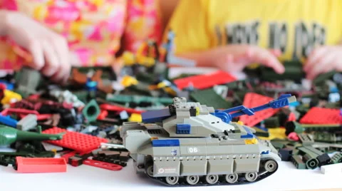 Children Play With LEGO 3 Stock Footage 48065634