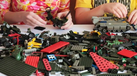 Children Play With LEGO Stock Footage 48065800