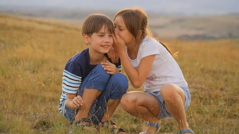 Children play outside. Video stock 79109553