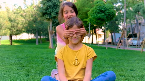 Children play in the park on the grass. Selective focus. Stock Footage 204071422