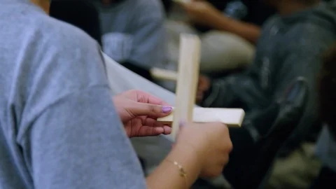 Children play Percussion activity using two sticks in a Creative way, 4k 60fps Stock Footage 125180753