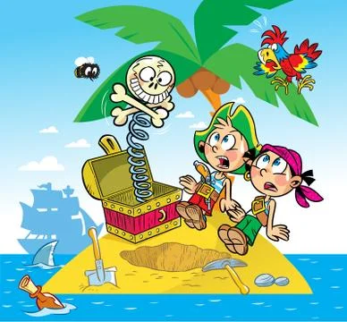 Children play pirates Stock Illustration
