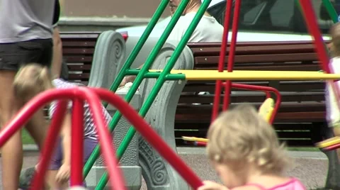 Children play on the playground Stock Footage 5072563
