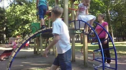 Children play on the playground Stock-Footage 65263392