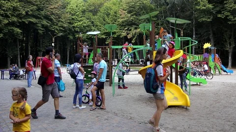 Children play in the Playground 動画素材 128347870