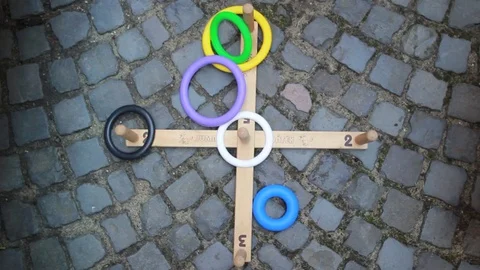 Children play with rings Stock Footage 71914032