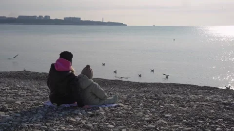 Children play on the seashore Stock Footage 307384758
