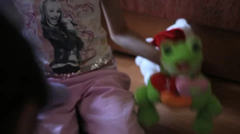 Children play with stuffed animals Stock Footage 41680358