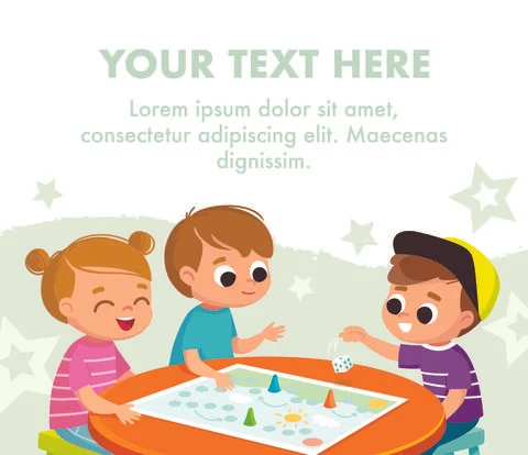 Children play table games. Stock Illustration