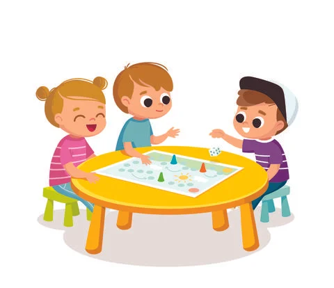 Children play table games. Stock Illustration